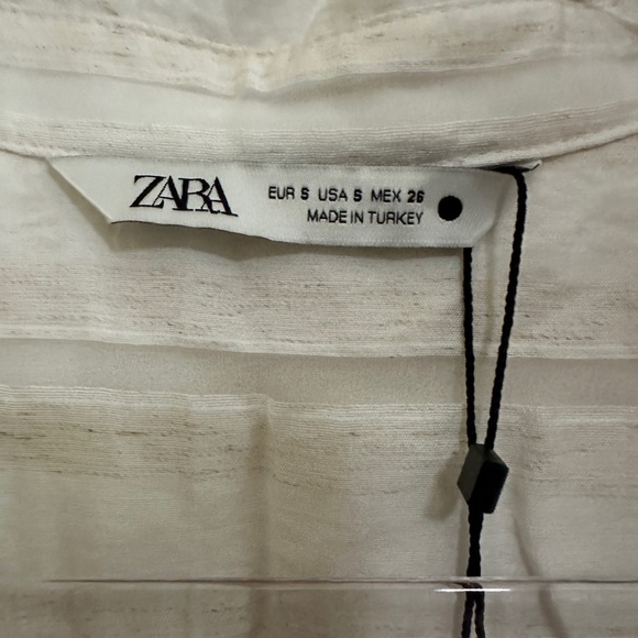 NWT Zara Cream Tie Front Blouse - Picture 5 of 6